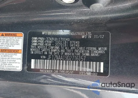 2013 Scion Fr-S из США, поврежденный, VIN JF1ZNAA19D2716157